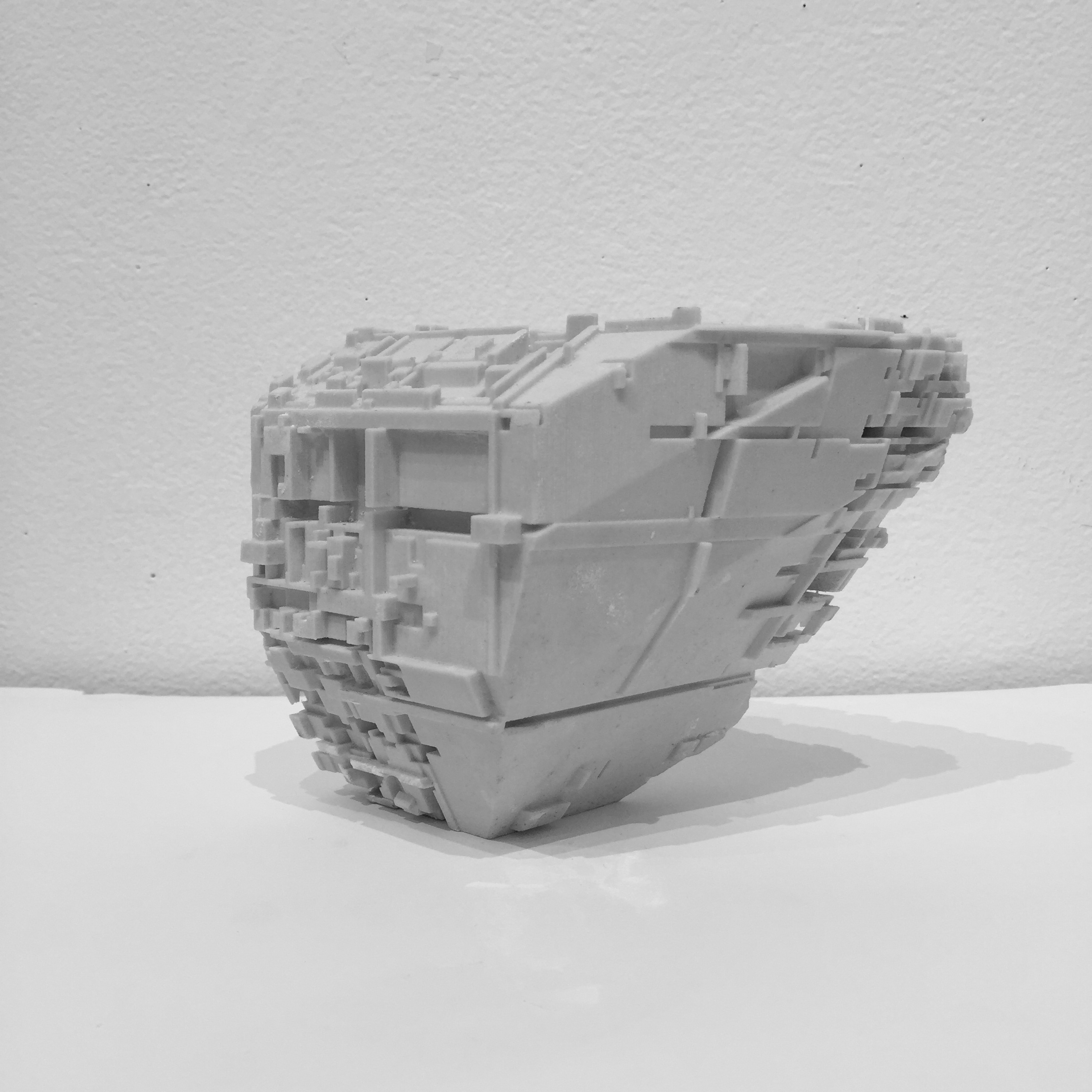 2GA powder print model — three-quarter view showing mass and shadow