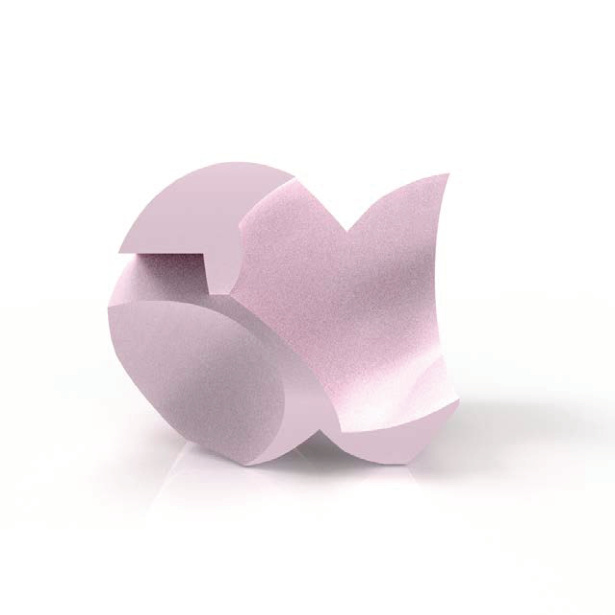Blush pink form study — overlapping curved volumes with interior shadow