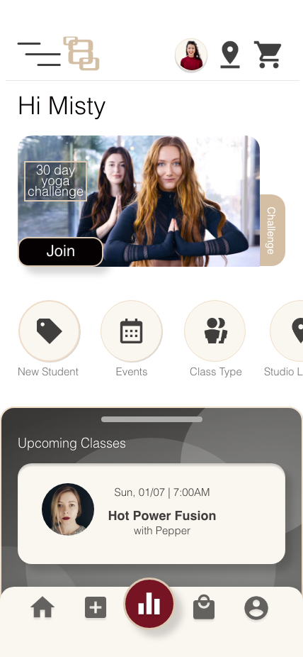 Hot 8 Yoga home screen redesign